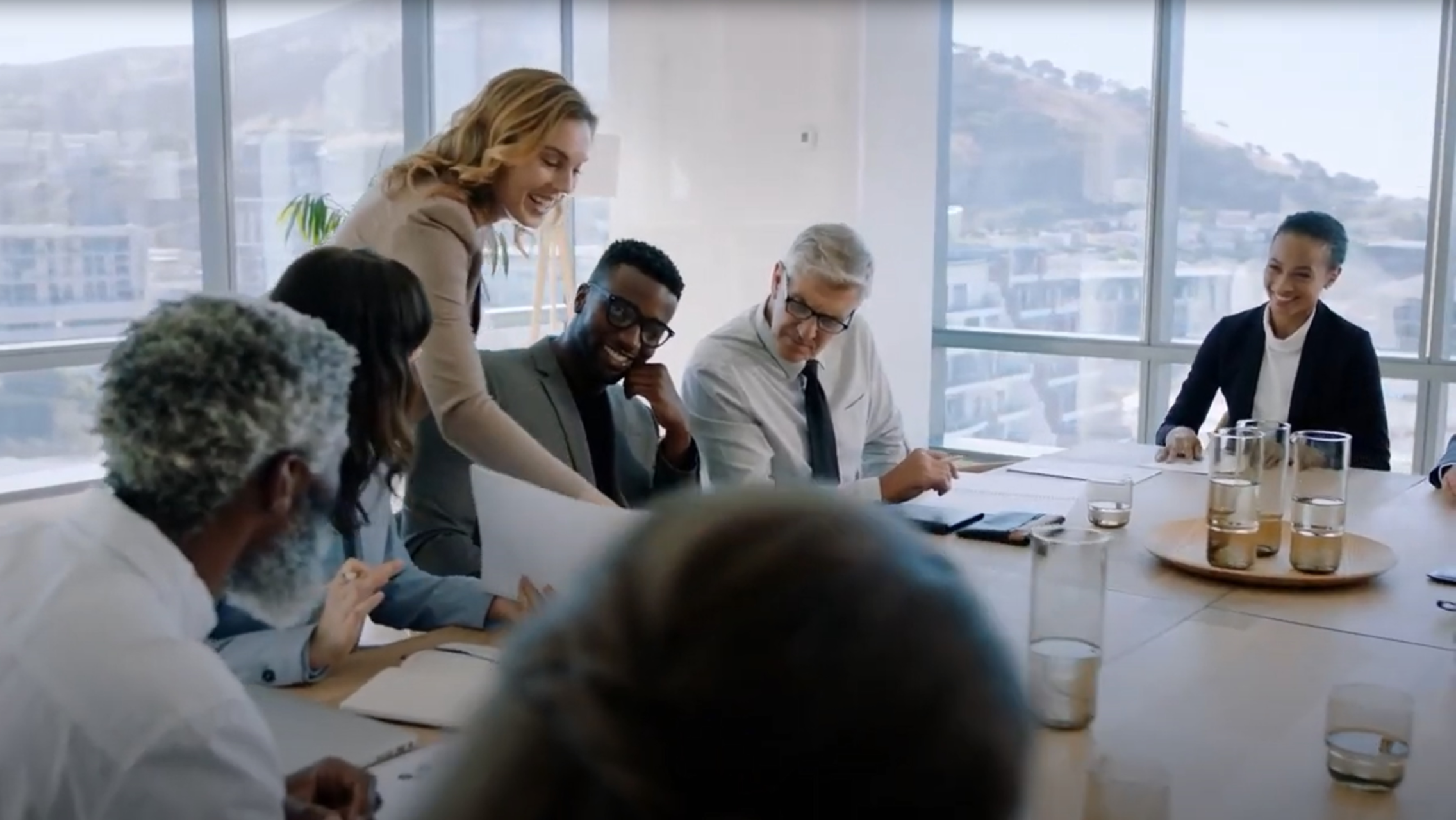 Team meeting in an office conference room
