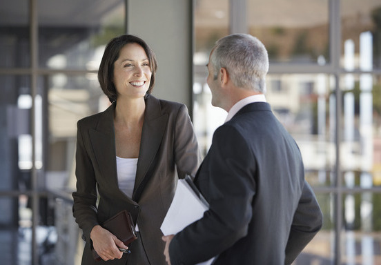 Two businesspeople talking